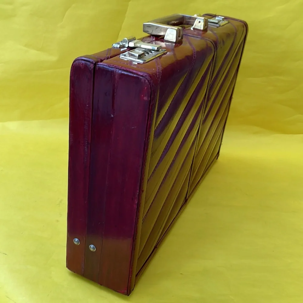 Vintage dark burgundy/gold eel skin attaché